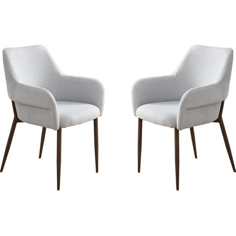 Lote de 2 sillas de comedor "Jade" con reposabrazos - Gris claro (1/5)