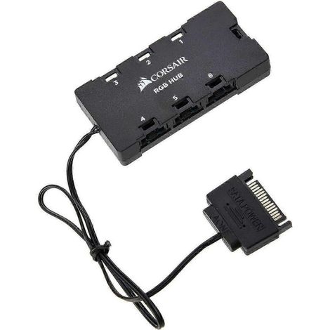 Hub pour ventilateurs Corsair à 6 ports avec LED RGB pour Corsair Lightning Node Pro Commander Crystal (1/4)