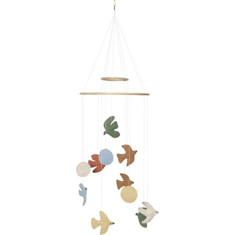 [NEUWERTIG] B-Ware Ferm Living Mobile Hängedeko Vogel Mobile Multicolor Handgefertigt Baumwolle