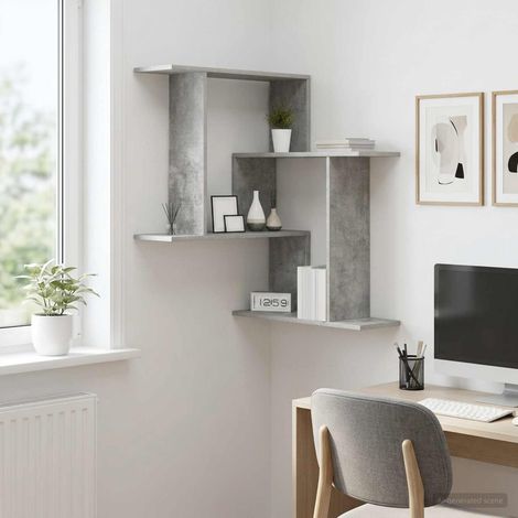 vidaXL Étagère Murale Gris béton 67 x 67 x 87 cm Bois d'ingénierie (1/5)