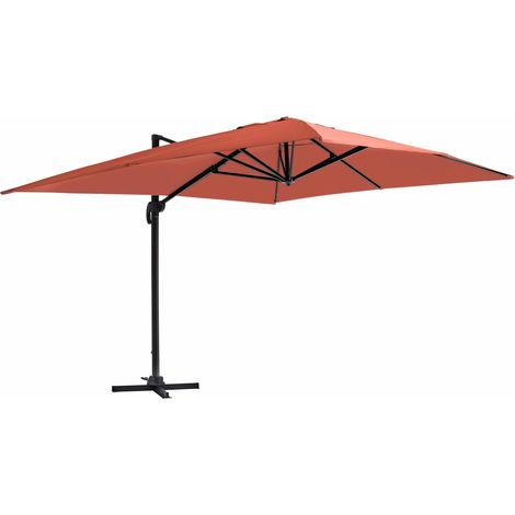 Parasol déporté inclinable et rotatif 4x3m en aluminium terracotta