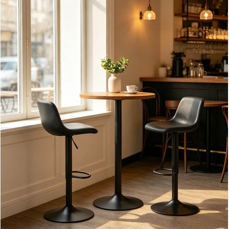 2er-Set Barhocker 37 x 44 x 82-104 cm in Schwarz, höhenverstellbar und drehbar (1/5)