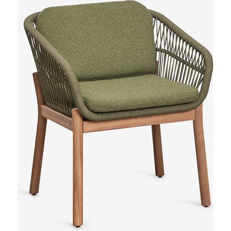 Set di 2 sedie da pranzo con braccioli in legno di acacia e corda intrecciata Karvia SKLUM            