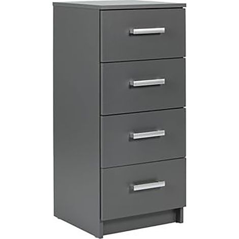 Chiffonnier meuble de rangement coloris gris graphite - Longueur 42 x profondeur 40 x Hauteur 91 cm -PEGANE-