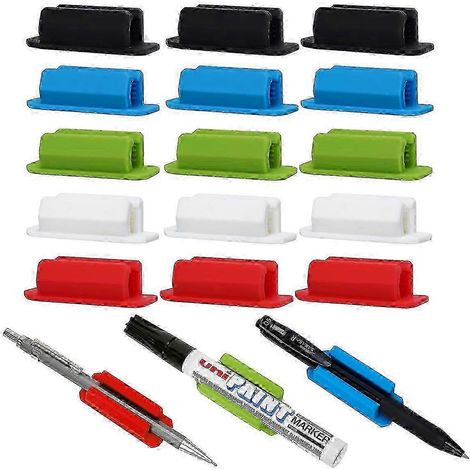 Accessoire de bureau efficace, organiseur de stylos en silicone avec dos adhésif puissant, rainures antidérapantes pour une meilleure stabilité, compatible avec toutes les tailles de stylos. (1/5)