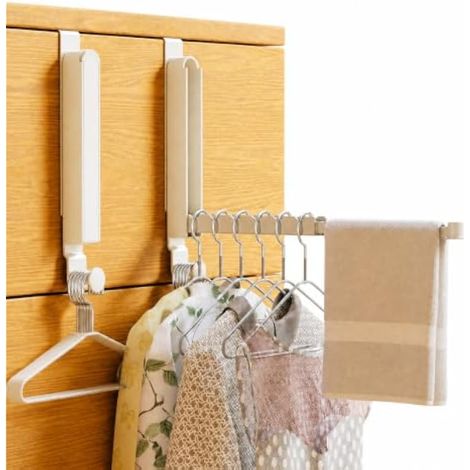 2 Pcs Crochet Porte Pliable et Extensible, Porte-Manteau Porte sans Perçage, Patères Portes à Suspendre en Métal, Accroche Porte-Manteau Épaisseur 4,6 cm, pour Peignoirs Vêtements Chapeaux