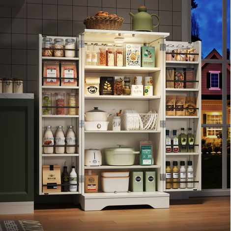 Armario de almacenaje con LED, MDF 120x60x40 cm OKMYHOME (1/5)