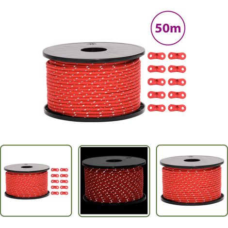 The Living Store Corde de haubanage de tente avec bandes réfléchissantes et clés - Corde De Tente - Corde De Haubanage - Accessoires De Tente - Matériel De Camping - Cordage Résistant (1/5)