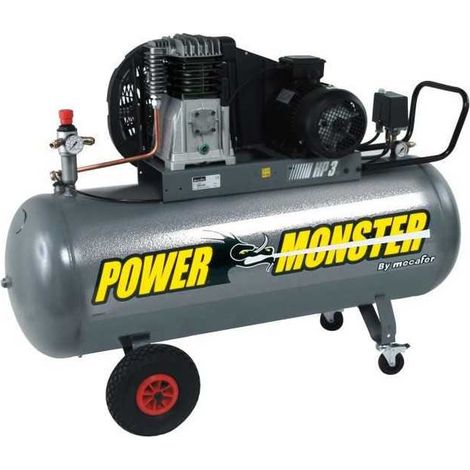 Mecafer 150 L 3HP Kompressor mit Doppelzylinder und Riemenantrieb (1/3)