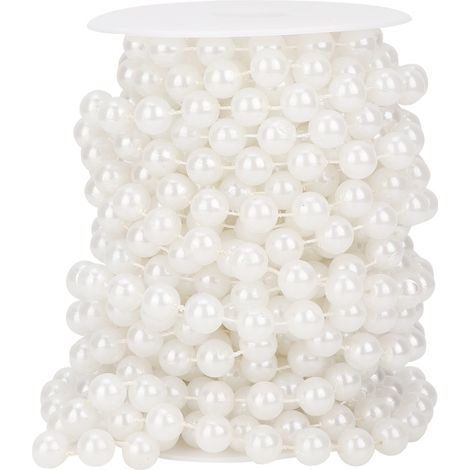 12 mm Perles Imitation Perle 10 m Guirlande de Perles Connectées Décoration Murale Maison Pendentif Blanc (1/5)
