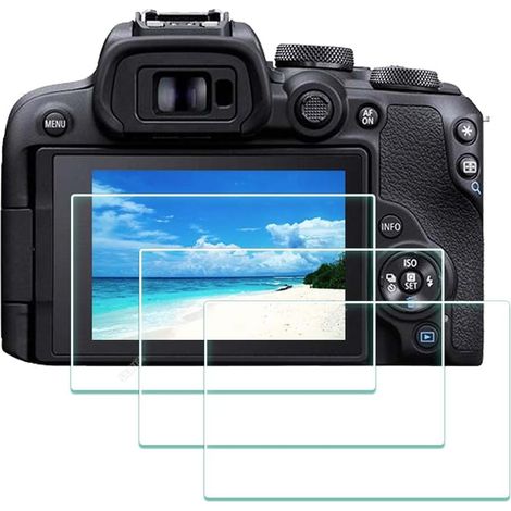 Protector de pantalla para Canon EOS R100 / EOS R10 EOSR10 LCD, cristal templado, película protectora, accesorios, 0,3 mm, dureza 9H, antiarañazos, antihuellas, antiburbujas - Paquete de 3 (1/5)