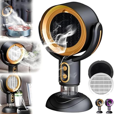 Ventilador portátil purificador de humo: elimina eficazmente los olores de cocinas interiores y de fumadores. (1/4)