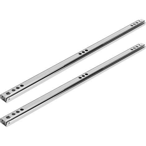 Lot de 2 glissières à billes en acier laminé à froid 342 x 17 mm pour tiroir de meuble ou buffet. (1/5)