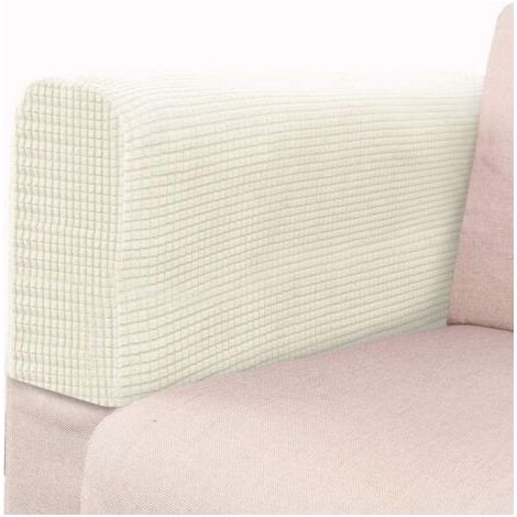 2 Stück Armlehnenbezüge aus Stretchstoff, dekorative universelle elastische Sofa-Armlehnenbezüge (Reisweiß) (1/5)