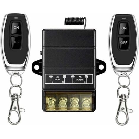 Commutateur sans fil à relais,328FT 220V / 230V / 240V /relais 40A Commutateur RF sans fil pour appareils ménagers, pompe, plafonniers et équipeme (Remote Switch Black) (1/5)