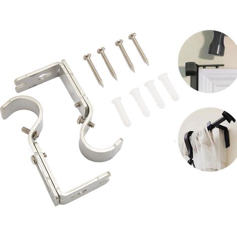 Raffgardinenstangenhalterungen – 6er-Set verstellbare Gardinenhalterungen – Eisen – 9 cm – Silber (1/5)