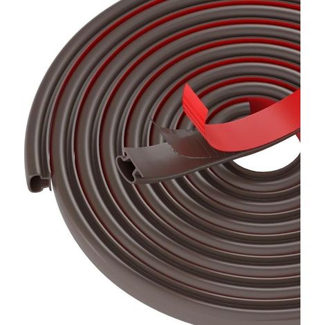 Joint Porte Fenetre Isolation Froid et Phonique,Type D Caoutchouc Joint de Porte, TPE Autocollante en porte Bande D'étanchéité, pour isolation phonique porte, Joint Etancheite Entree (marron, 10m) (1/4)