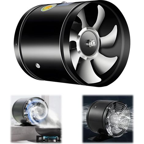 Ventilateur d'extraction multifonctionnel et silencieux, ventilateur de conduit de 15 cm (6 pouces), en alliage d'aluminium, pour cuisine, faible niveau sonore, vitesse jusqu'à 2 800 tr/min. (1/5)