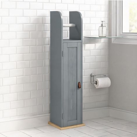 Armoire de rangement gris clair en bois 20 x 20 x 80 cm (1/5)