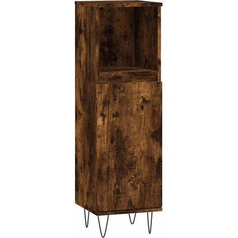 Maison Exclusive - Armadietto Bagno Rovere Fumo 30x30x100 cm in Legno Multistrato