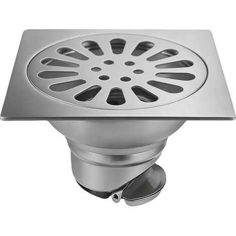 Carré Drain De Plancher en Acier Inoxydable avec Passoire Filtre, Grille Douche, Siphon De Sol Anti-Odeur (1/5)