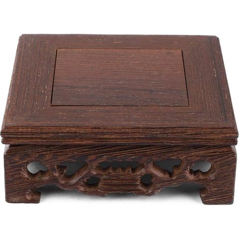 Présentoir, Base Carrée au Style Rétro et Nostalgique, Base Carrée en Bois pour Vases Petits Pots(10 10 3.7 cm/3.9 3.9 1.5 in) (1/5)