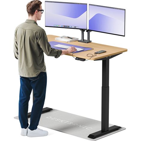 Desktronic Bureau assis debout HomeOne - 140x70cm - Noir/Chêne