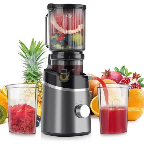 Extracteur de Jus de Fruits et Légumes Vertical, 120mm Machine à Jus avec 2 Tasses et Brosse, 800W et Capacité de 1.5 L