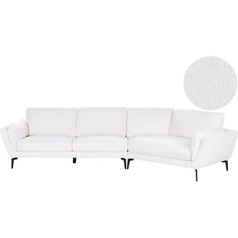 Sofá 3 plazas estilo minimalista respaldo acolchado chaise bouclé blanco Kansseli (1/5)