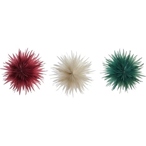 Conjunto de 3 decoraciones colgantes LED estrellas de Navidad 3D de papel con luces LED multicolor Grovlan