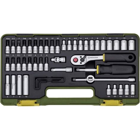 Serie di chiavi a bussola da 1/4" con cricchetto 50 pezzi Proxxon 23280
