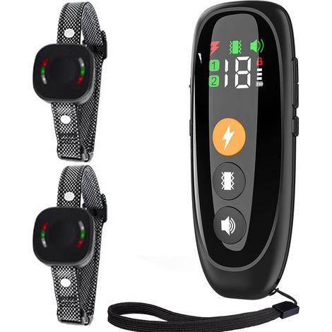 Trainingshalsband für 2 Hunde, entspricht dem neuen Gesetz von 2025 – Vibrationshalsband – 3000 Meter Reichweite, 4 Modi: Ton/Vibration/Starke Vibration/LED-Lichter, wiederaufladbar für kleine und gro