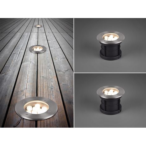 LED Bodeneinbauspot rund 2er Set Edelstahl Ø16cm IP65 Bodenstrahler für Einfahrt (1/5)