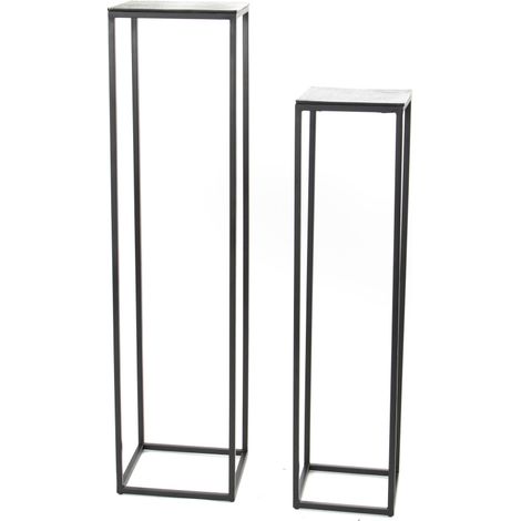 Amadeus - Lot de 2 sellettes hautes en aluminium argenté H120 cm (1/2)