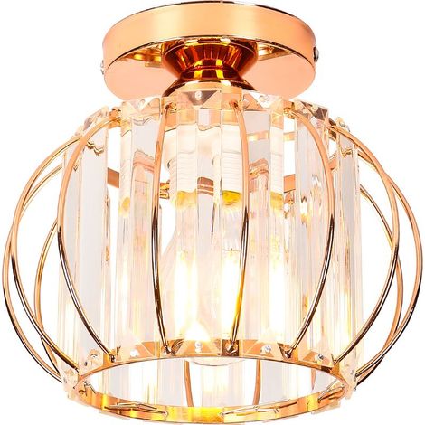 Lustre Moderne Or Rose Lampe De Plafond En Cristal Plafonnier En Verre Plafonnier Créatif E27 Pour Couloir Bureau Chambre Cuisine Balcon (1/5)