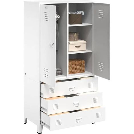 Armoire de Rangement 90x50x180 cm, Placard Métallique Blanc avec Étagères Réglables, Meuble de Stockage Robuste pour Chambre, Salon ou Bureau (1/5)