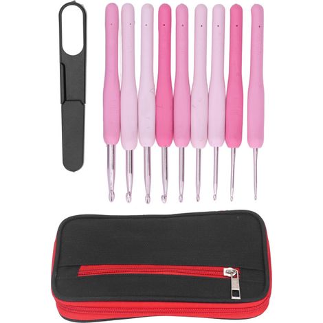 Juego de 9 ganchos de ganchillo antideslizantes, ergonómicos y ligeros, perfectos para tejer gorros y bufandas.