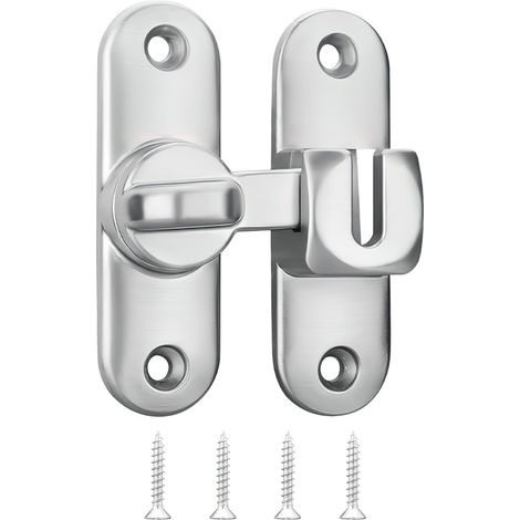 Verrou Porte pour Portes Coulissantes,Serrure Porte Serrure Porte Lnterieure,Sliding Door Lock Latch 90/180 Degrés Serrure de Porte avec Vis pour Grang de Eains Coulissante Cuisines Fenêtre (1/5)