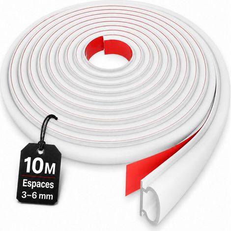 10 m Joint Porte d’Entrée & Joint Fenêtre Autocollant – Profil D 3–6 mm, TPE Caoutchouc Adhésif, Calfeutrage Porte, Isolant Thermique, Isolation Phonique, Bande d’Étanchéité, 2×5 m (Blanc) (1/5)