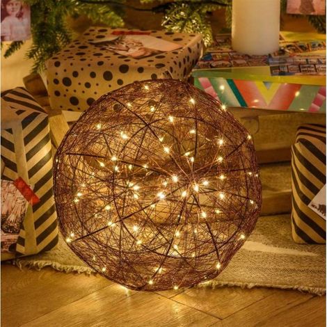 Sphère lumineuse mètal câble cuivre 160 LED blanc chaud Lotti
