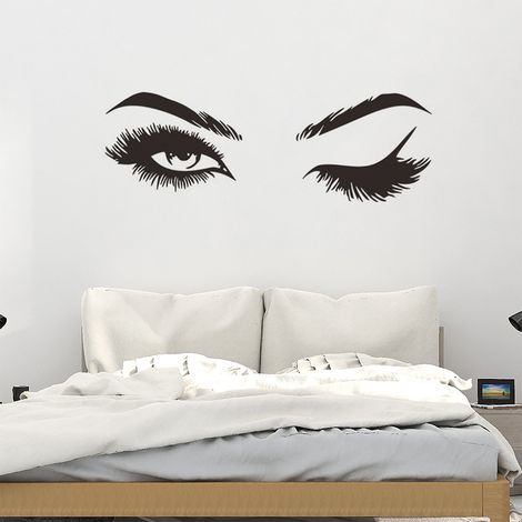 BEBUSINGOTO Autocollant mural cils yeux amovibles décalcomanie murale décor lettres d'art pour la maison chambre salon décoration peintures murales (1/5)