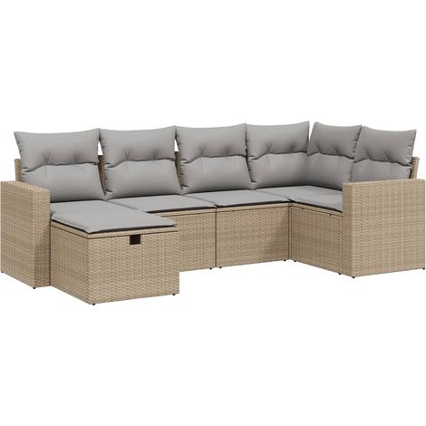 Maison Exclusive - Set Divano da Giardino 6 pz con Cuscini Beige Misto Polyrattan (1/4)