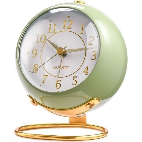 Réveils analogiques, rétro-éclairage mignon conception simple petite horloge de bureau avec veilleuse, silencieux sans tic-tac, alimenté par batterie, pour les enfants, chambre à coucher, voyage (1/5)