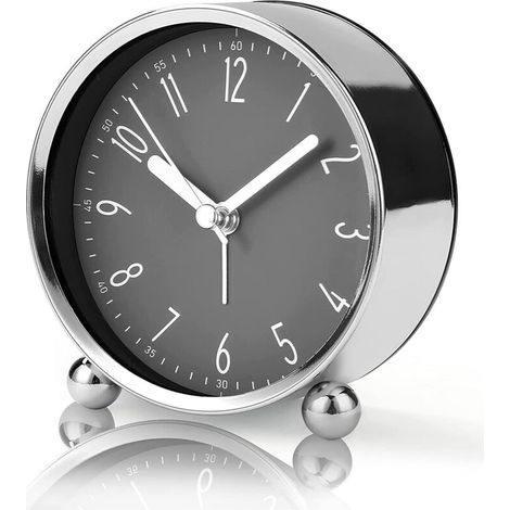 Réveil silencieux, réveil de chevet silencieux de 10 cm, idéal pour les gros dormeurs, horloge analogique à piles, convient à une utilisation à la maison et au bureau. (1/5)