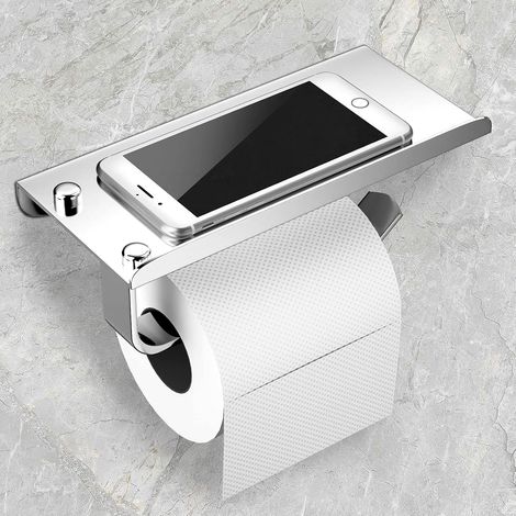 ZOLGINAH Portarrollos de Papel Higiénico, Portarrollos de Pared, Portarrollos de Acero Inoxidable 304, Instalación con Tornillos o Autoadhesivo 3M con Plataforma de Almacenamiento (1/5)