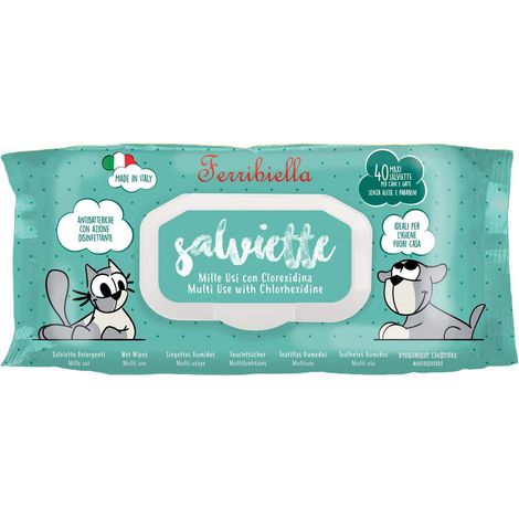 Salviette igienizzanti Mille usi idratanti e igienizzanti con clorexidina per cani e gatti: 1 pezzo