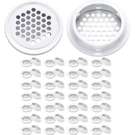 Grille de Ventilation Blanc, Grille d'Aération Ronde en Inox, Grille de Ventilation Ronde pour Placard, Armoire, Bureau et Autres Espaces (1/5)