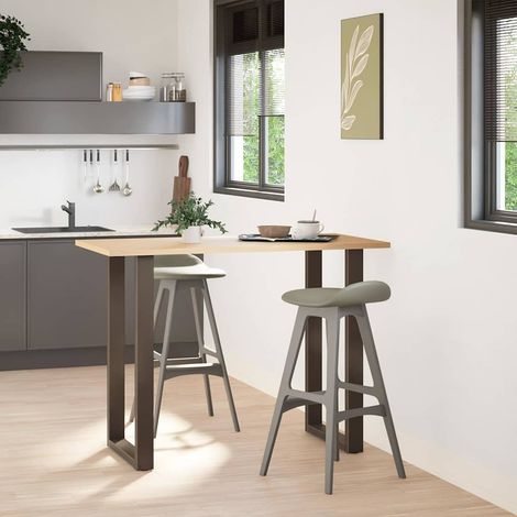 Pieds de table de bar en forme de U, 2 pièces, acier naturel, 60 x (100-101) cm