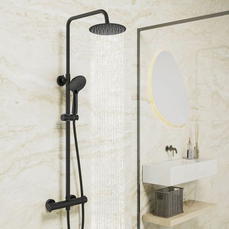 Biubiubath Round Matt Thermostatic Mixer Shower Set Height-adjustable 73-115cm (1/5)