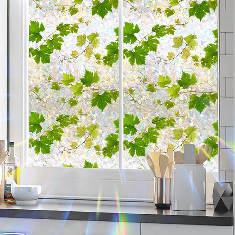 CCYKXAFilm Fenetre Anti Regar,Autocollant Vitre Feuilles de Plantes Film Occultant FenetreFenetre Vigne Verte Autocollant Décoratif Chambre Bureau,40x100 cm (1/5)